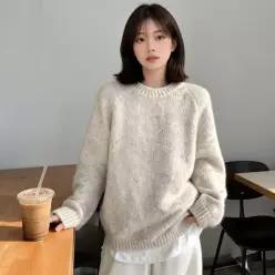 [하프클럽/]여성 라운드넥 니트 소프트 데일리 긴팔 상의 가을 겨울 데이트