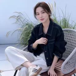 [하프클럽/]데님 청자켓 오버핏 크롭 스티치 간절기 아우터 캐주얼 상의