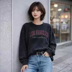 [하프클럽/]면 티셔츠 루즈핏 빈티지 워싱 레터링 남녀공용 반팔 상의 여름