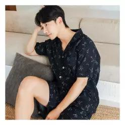 이너쿠키 면 레이온 여름 남자 반팔 잠옷 홈웨어 세트 IMHS4231339293