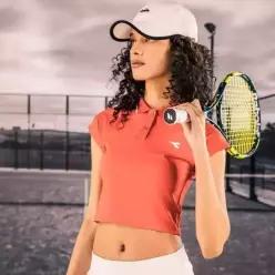 디아도라 diadora 테니스 카라 크롭 반팔티셔츠 우먼 ORANGE