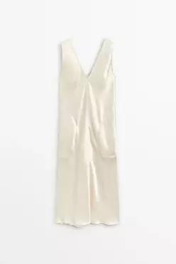 마시모두띠 새틴 란제리 미디 원피스 GEBROCHEN WEISS 6649509