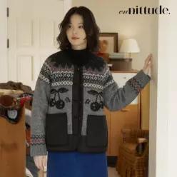 엔니튜드 26FW 울 니트 레이어드 퀼팅 패딩