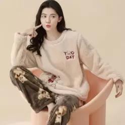 [라일리여성언더웨어] Rly 수면잠옷 세트 여성 긴팔 극세사 홈웨어 파자마