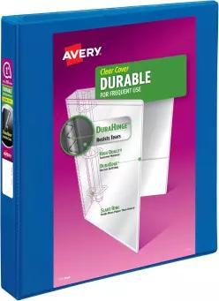 Avery 내구성 뷰 3 링 바인더 1인치 경사 250장 수용 듀라힌지 1.4인치 폭의 책등 맞춤형 투명 커버 및