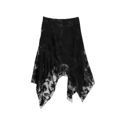 Alexander McQueen flower devore asymmetric skirt 10801736548616 TP722973980