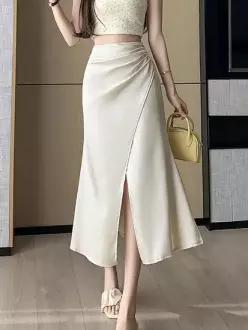 예쎄 셔링 랩스타일 트임 새틴 롱스커트 S5MSK003A)