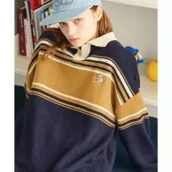 꼼파뇨 TEDDY PIQUE SWEATER NAVY
