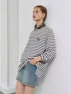 제네럴아이디어 generalideastandard UNI 롱슬리브 보더 티셔츠 WHITE SBE1U01003