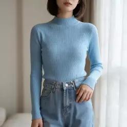 [하프클럽/]반목 니트티 골지 긴팔 티셔츠 가을 겨울 데일리 이너웨어 상의