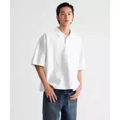 MUSINSA STANDARD 오버사이즈 크롭 피케 폴로 셔츠 [화이트]MMETP6Z40-WH