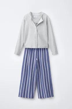 [국내매장] ZARA 여아 6-14세/ 스트라이프 3피스 파자마 - 그레이 / 블루 7099/577/055 556742