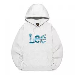 리 LEE 패턴 트위치 로고 후드 라이트 그레이