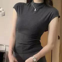 [라일리여성의류] Rly 여성 하프넥 슬림핏 반팔 이너티셔츠 53298816)