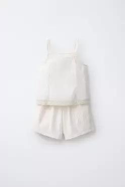 [국내매장] ZARA 여아 6-14세/ 레이스 스트랩 파자마 - 크림 3772/565/712 556787