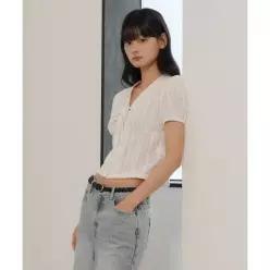 [매장정품] 제너럴아이디어 GENERALIDEA 브이넥 레이스 퍼프 블라우스 [WHITE] / GF2LBL529 GF2LBL529WH