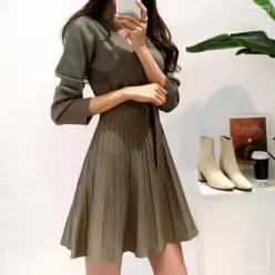 여자 랩원피스 미니 오피스룩 플레어 브이넥 간절기 AW6C22A2