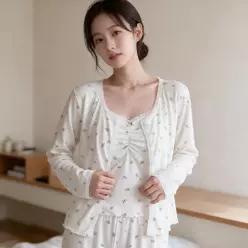 여성 잠옷 긴팔 파자마 루즈핏 실내복 언더웨어 겨울 잠잘때 홈웨어