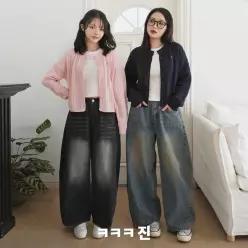 키키코 폴딩핀턱와이드데님팬츠 초등 고학년 중학생 옆핀턱 와이드 청바지 데님 팬츠 봄 가을