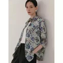 막스까르띠지오 간절기 추천 실키 아사 면 빈티지 리프 셔츠