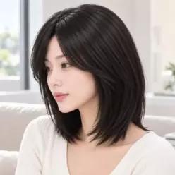 [하프클럽/]자연스러운 볼륨 단발 레이어드 인조모 여성 데일리 가발
