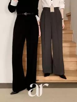 (MADE/숏롱 2기장/히든밴딩) 로베른 2기장 투핀턱 히든밴딩 세미 와이드 가을슬랙스 ps5927