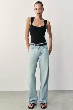 ZARA 자라 스퀘어 네크라인 스트레치 바디수트 - 블랙 5584/260/800