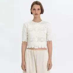 [하프클럽/벤시몽]CROCHET HALF KNIT CARDIGAN - IVORY