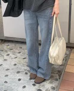 블리 와이드 데님 / 와이드데님 와이드팬츠 사이드절개데님 코튼데님 출근룩 가을하객룩