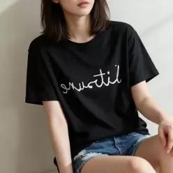 [하프클럽/]레터링 반팔 티셔츠 여름 데일리 상의 커플룩 루즈핏 등원룩 반