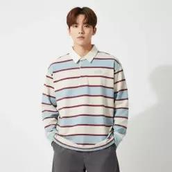 NT7TR57B 남성 이지온 스트라이프 카라 폴로 티셔츠 LIGHT BLUE