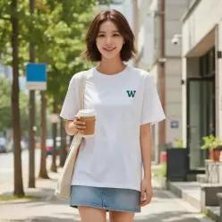 [하프클럽/]오버핏 반팔티 랩션 박스티 여름 데일리 반팔 상의 남자 여자 커