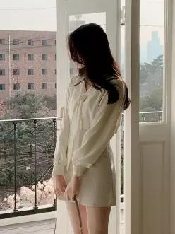 (국내제작)로디아 세일러카라 리본타이 가을블라우스 bs6770