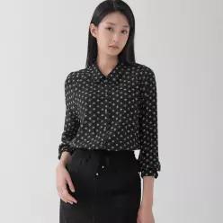 지센 여성 레이온 잔꽃도트 블라우스 LCWSO822BK
