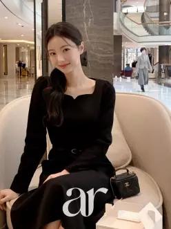 (국내제작)(MADE/롱미니/탑셀러) 에르베 2기장 하트넥 A라인 긴팔 가을원피스 op14473