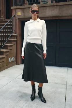 ZARA 지퍼 니트 폴로셔츠 - 화이트 5536/101/250