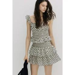 정품발송 HM 브랜드관 코튼 티어드 스코트 크림/패턴 1264333001 334101