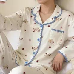 [라일리여성언더웨어] Rly 긴팔 카라 파자마 수면잠옷 긴바지 53299350)