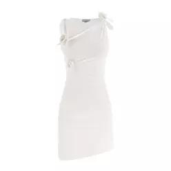 어시메트릭 플라워 컷아웃 미니 원피스 COPR154F5021 WHT