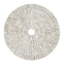 쉬머 삼베 크림 러플 트림 러스틱 크리스마스 트리 스커트, 127cm(50인치), 홀리데이 장식