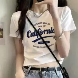 [라일리여성의류] Rly 그래픽 크롭 반팔 티셔츠 53299033)