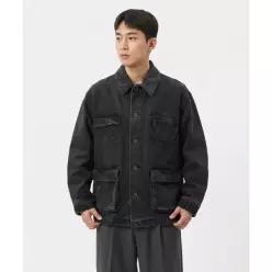 COOR 오버 다이드 커버올 자켓 (워시드차콜)