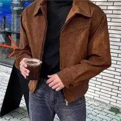 [라일리의류] Rly 블루종 자켓 스웨이드 카라 아우터 투웨이 상의