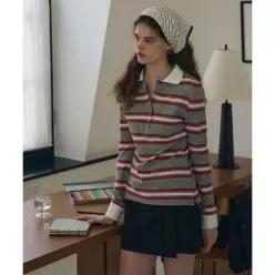 드로우핏 우먼 DRAWFIT WOMEN 멀티 스트라이프 슬림 카라 피케 티셔츠 [GREY] DFWMTS5301GY 358902