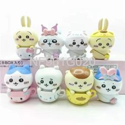 먼작귀 치이카와  콜라보 티컵 컵 피규어 쿠리만쥬 폼폼푸린 우사기 쿠로미 모몽가