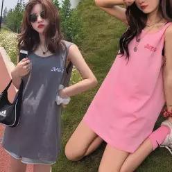 [라일리여성의류] Rly 여성 롱나시 민소매 루즈핏 이너 레이어드 상의