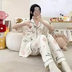 [라일리여성언더웨어] Rly 파자마 세트 여성 반팔 긴바지 홈웨어 잠옷
