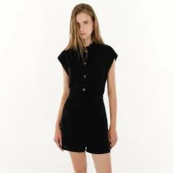 마리끌레르 린넨 아웃포켓 숏 점프수트(MAFBOP15MBK)