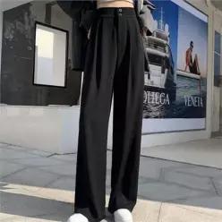 [라일리여성의류] Rly 뒷밴딩 여성 슬랙스 바지 와이드 팬츠 투버튼