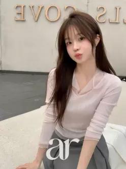 (블라우스티) 망사 카라 긴팔 티셔츠 여리여리핏 망사시스루 꾸안꾸룩 데이트룩 출근룩 나들이룩 ts4769